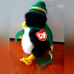 TY Vintage Yellow and Green Penguin "Waddlesworth" Beanie Baby